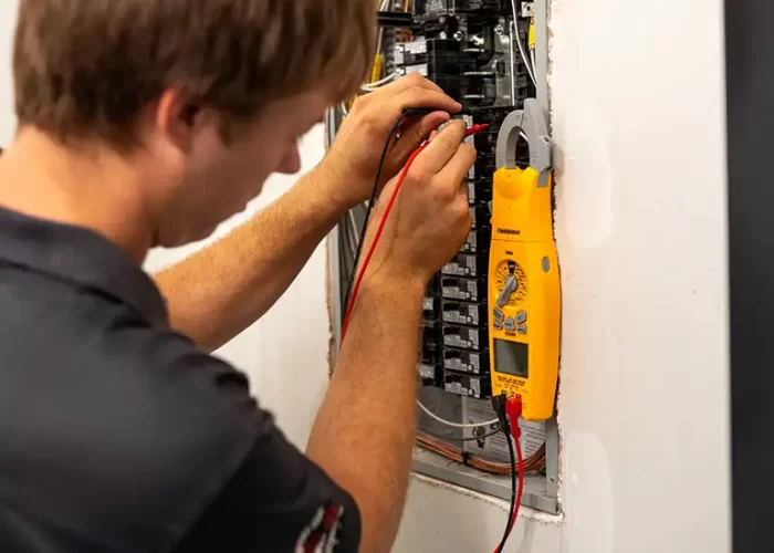 Electrician Testing Breaker Panel